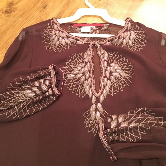 FINALSALE EmmaBlack Silk Embroidered Boho Blouse 2 - Picture 3 of 4