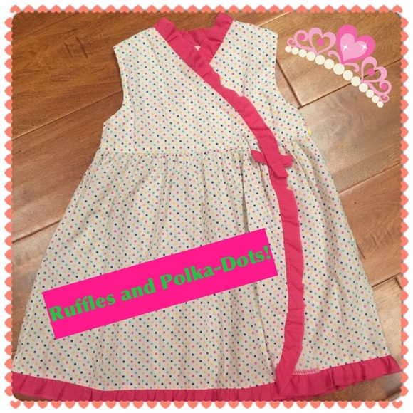 Spring and Summer Polka-Dot Pink Ruffled Dress