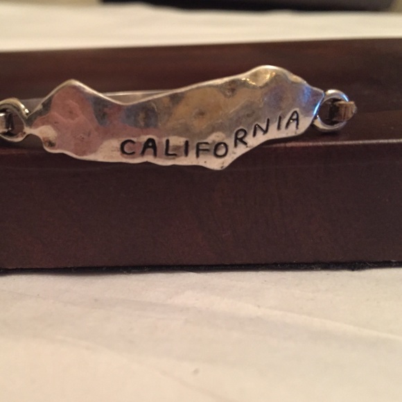 Silver Hammered California State Bracelet