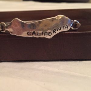 Silver Hammered California State Bracelet