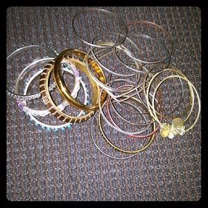 Set of 24 various bangle bracelets adult size