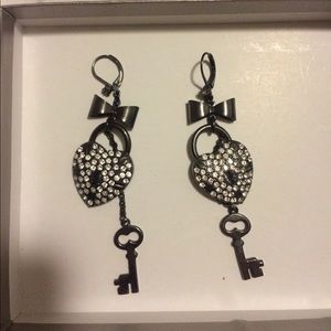 Betsy Johnson heart and lock earrings