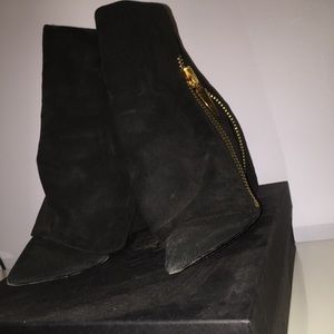Giuseppe Zanotti suede gold zipper booties.