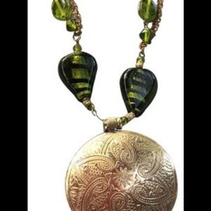 Green Zebra Design Gong Necklance