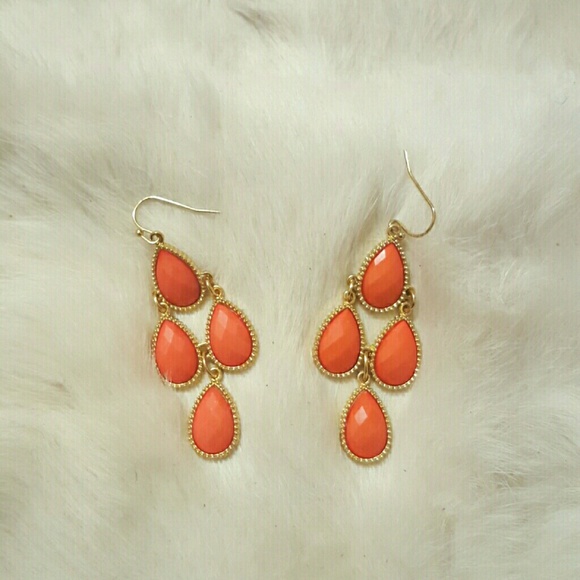 Orange teardrop earrings