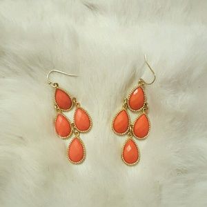Orange teardrop earrings