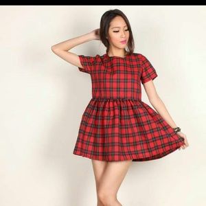 Plaid Babydoll Cut Dress