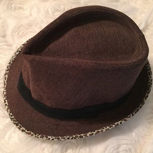 Cheetah print brown fedora