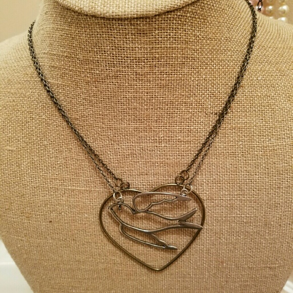 Heart and sparrow necklace