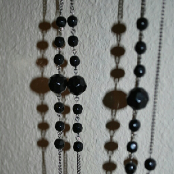 Extra Long Black Beaded Necklace