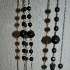 Extra Long Black Beaded Necklace