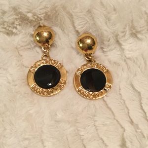St. John gold and black enamel drop earrings
