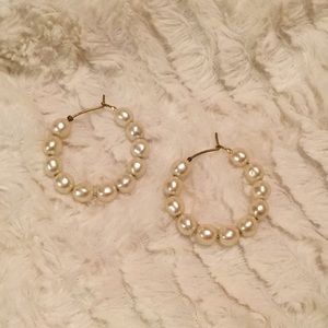 St. John faux pearl hoop earrings