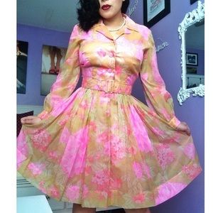 1960's Krist Vintage Spring Dress Size L