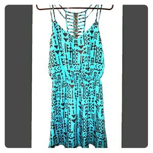 Trixxi terquise chevron aztec summer dress large