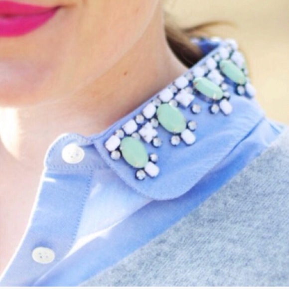 J. Crew Tops - LOWEST🙈J.Crew Jewel Peter Pan Oxford boy shir