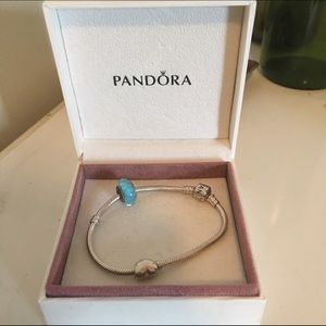 Sterling silver Pandora bracelet.