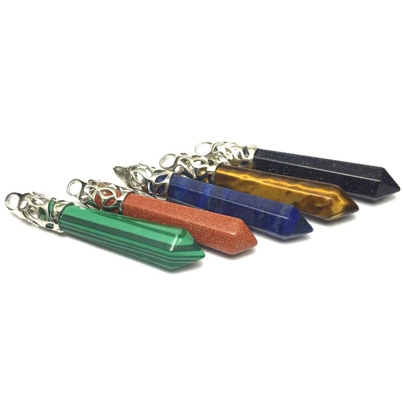 Pack Of 5: Variety Of Wand Gemstone Pendants - Picture 1 of 4