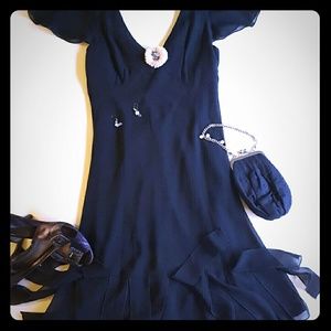 Black dress with fun "car wash" fringe bottom