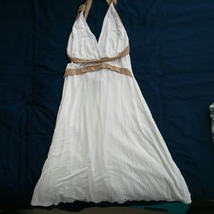 Sold* Gorgeous white & gold halter sundress