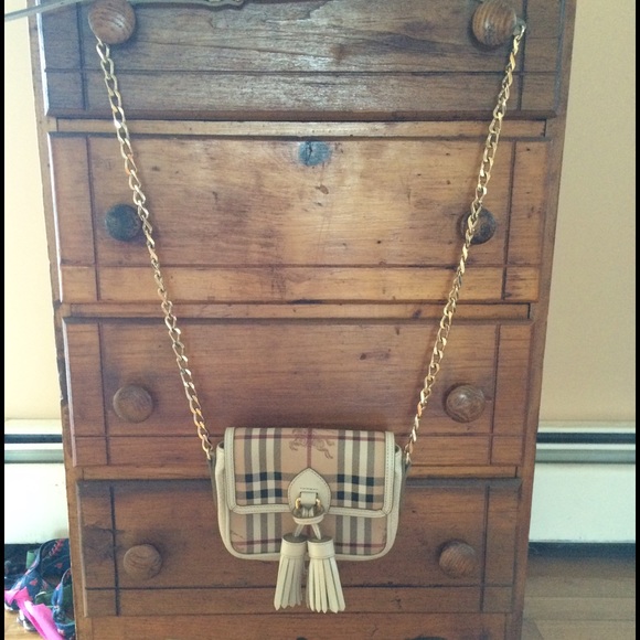 Burberry shoulder purse. Haymarket pattern