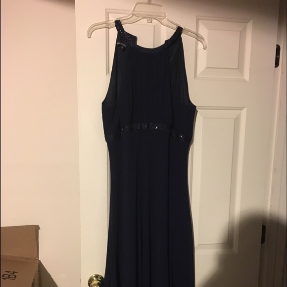 Navy blue evening gown. Floor length
