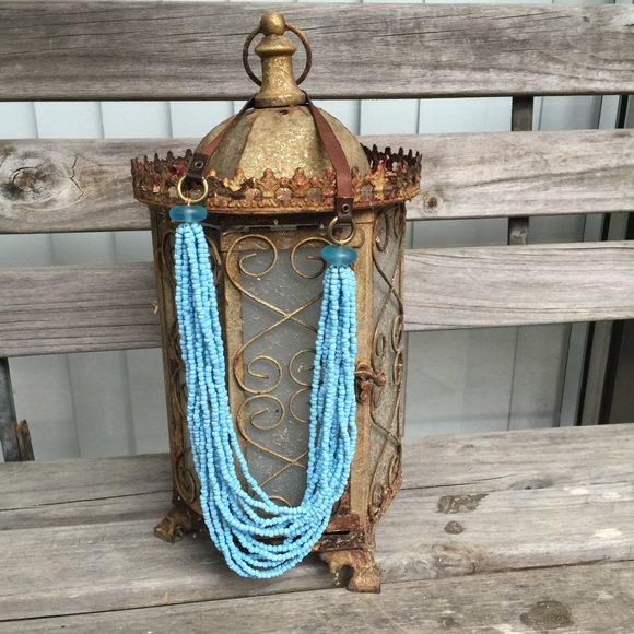 Jewelry - Multi-strand beaded Necklace with leather strap