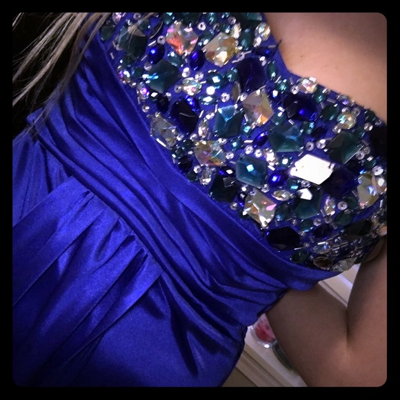 Royal Blue strapless prom dress