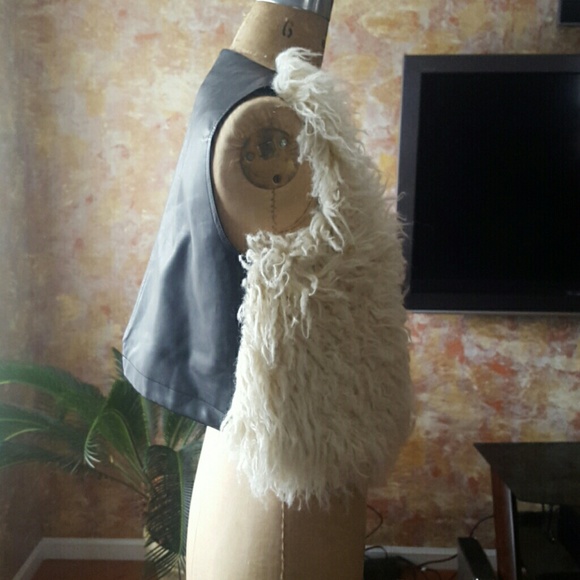 Free People Faux Shearling Vegan Leather Vest - Picture 2 of 5