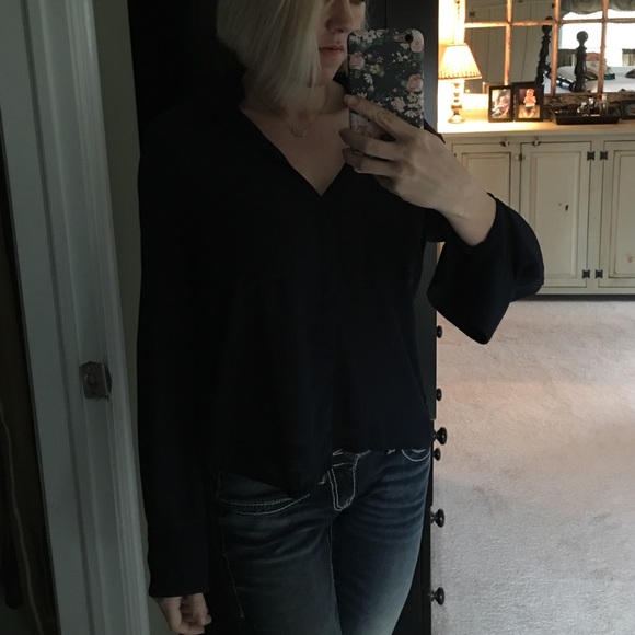Navy blue semi sheer blouse
