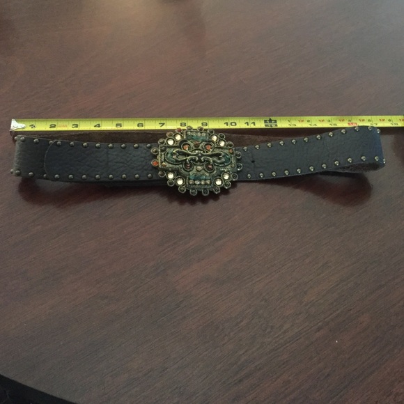 Brown Leather Bling Belt.  Leatherock  Medium