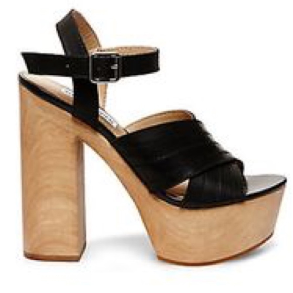 🆕 Leather Strap Sandal with Wooden Platform