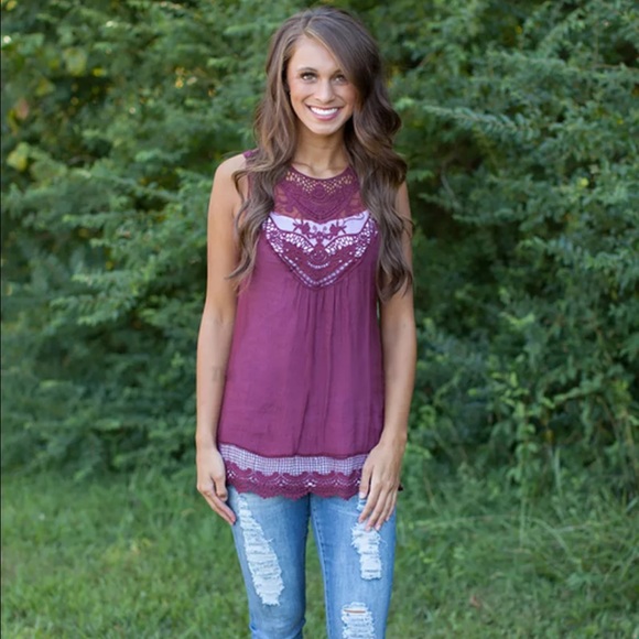 NWT Purple Embroidered Top