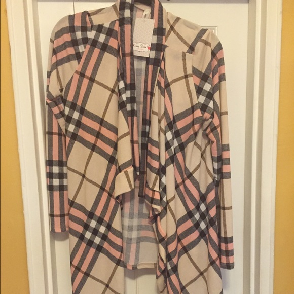 Nwt Jenny Boston lightweight plaid cardigan