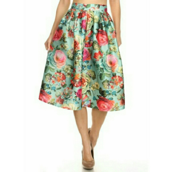 Floral Print Midi Skirt