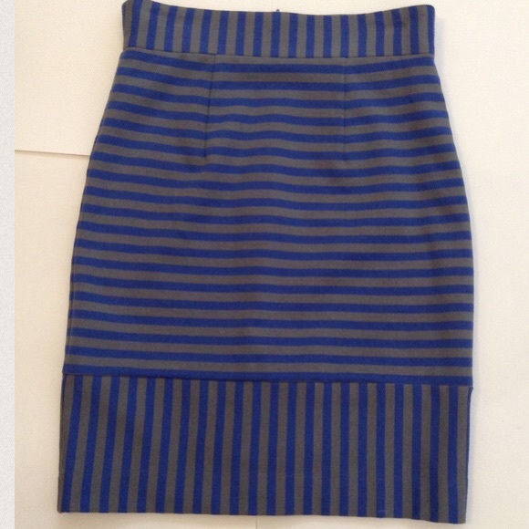 Dresses & Skirts - Darling Blue & Grey Striped Midi Mini Skirt