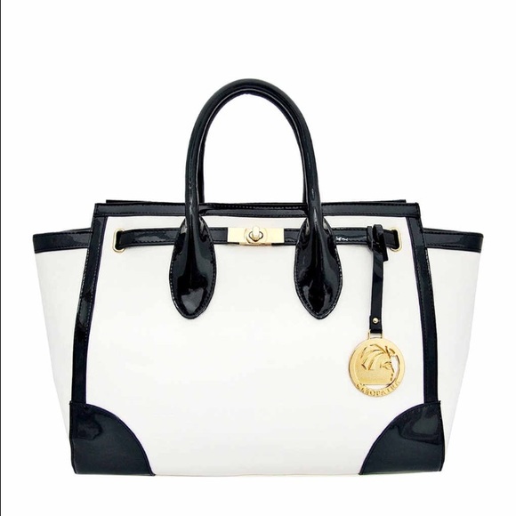 White and black Cleopatra Chloe colorblock purse
