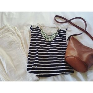 Navy | White striped top