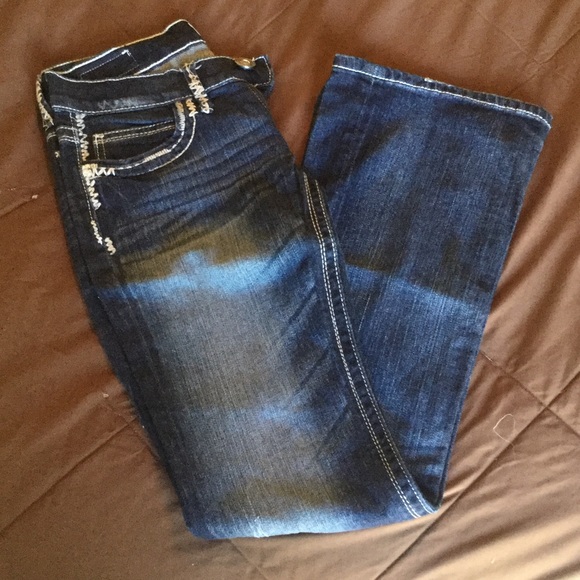 Daytrip dark denim distressed rhinestone jeans