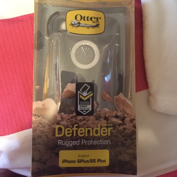 Grey and white otter box defender