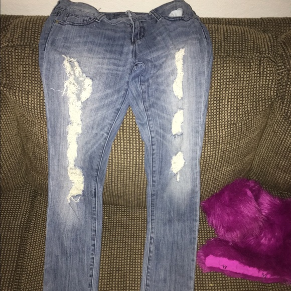 Really distressed super skinny jeans