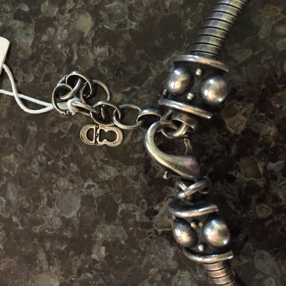 CD rhodium choker necklace and pierced earring - Picture 2 of 4