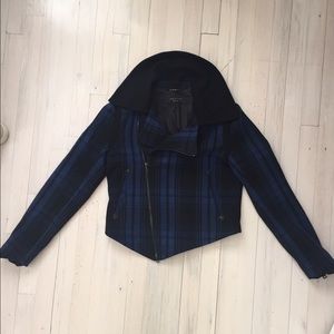 rag & bone moto style wool plaid jacket
