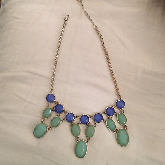 Blue and green costume necklace