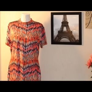 Orange/multi color dress.