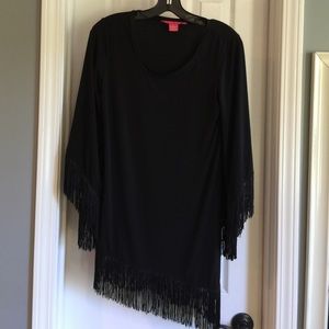 3/4 sleeve fringed tunic