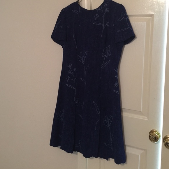 Navy blue dress with light blue flowers