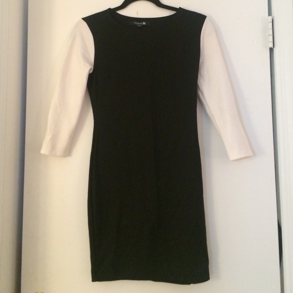 Long sleeve black and white dress