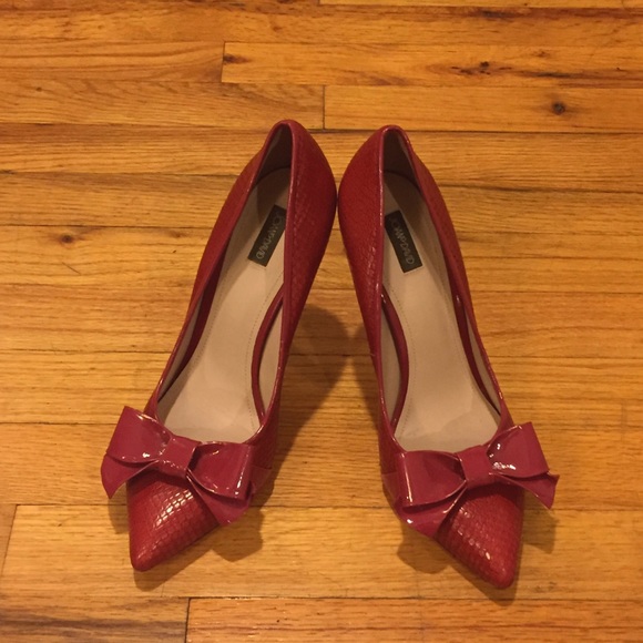 Joan & David red patent leather heels