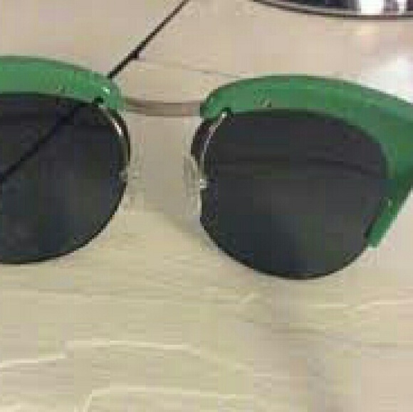 Lime Green Vintage Authentic Prada Cats Eye Glasses - Picture 3 of 4